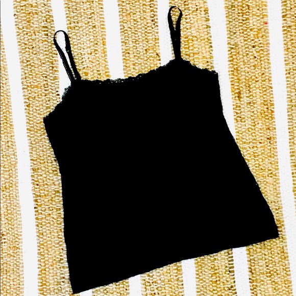 Black lace cami cotton tank top — cozy cotton shirt top - workwear -summ… - Picture 1 of 4